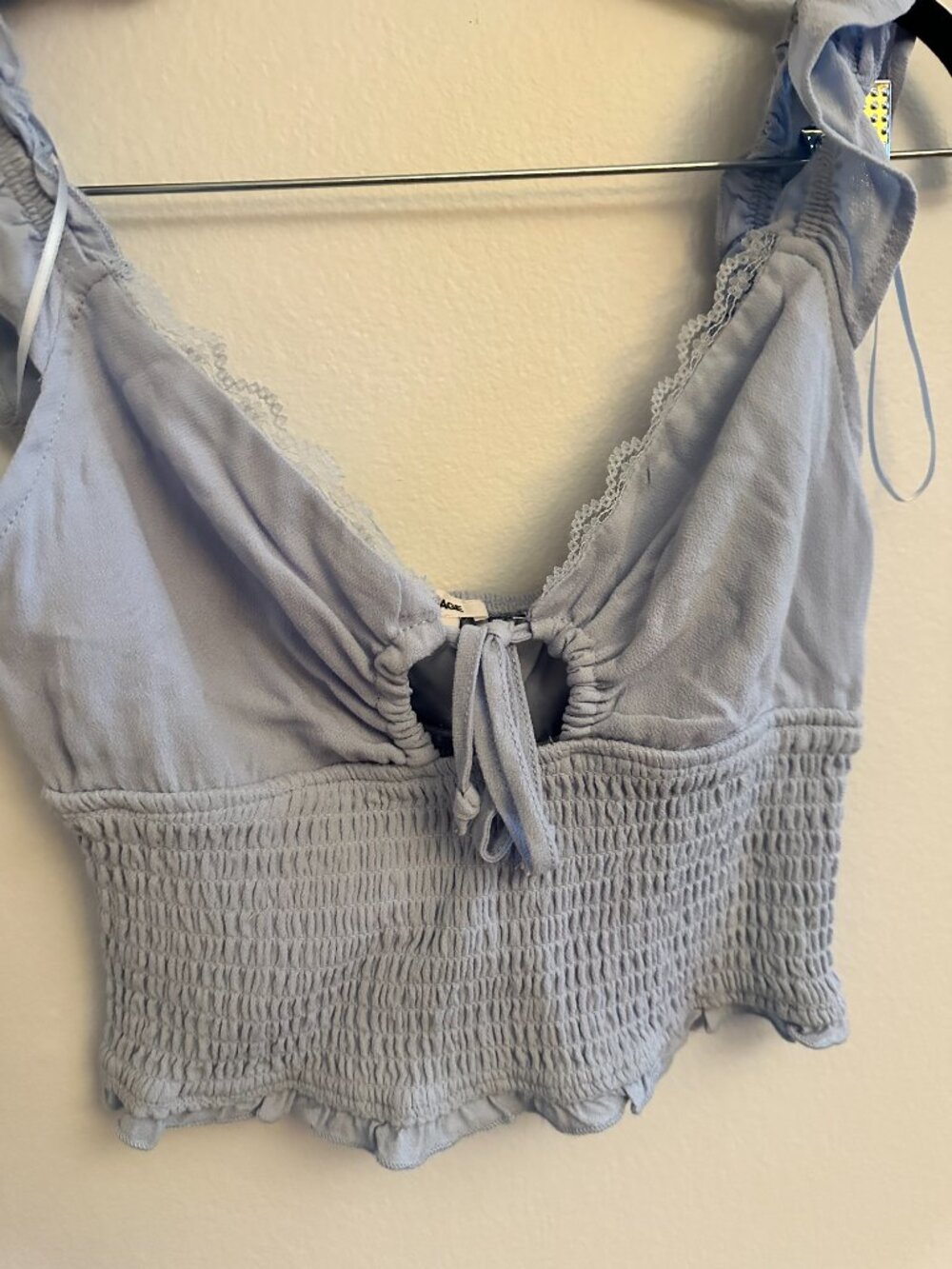Garage smocked ruffle crop top , xs